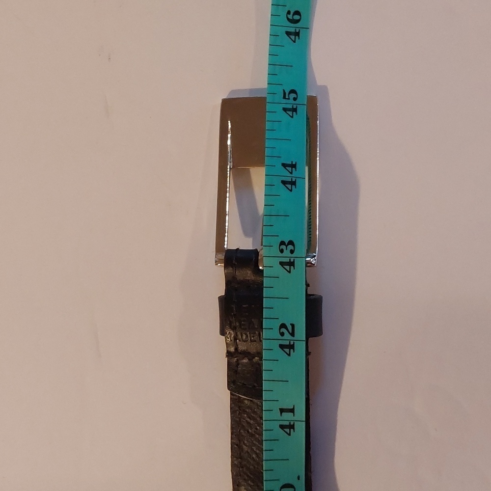 Womens Black Genuine Leather Belt with Silver Metal Links Edgy Punk Goth Sz.M/L - Picture 4 of 6